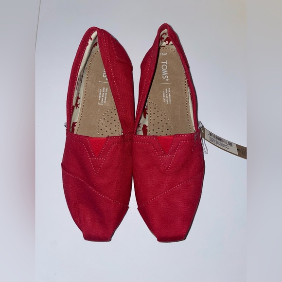 Toms Red Alpargata Canvas Flats Shoes 9.5 - Picture 3 of 7